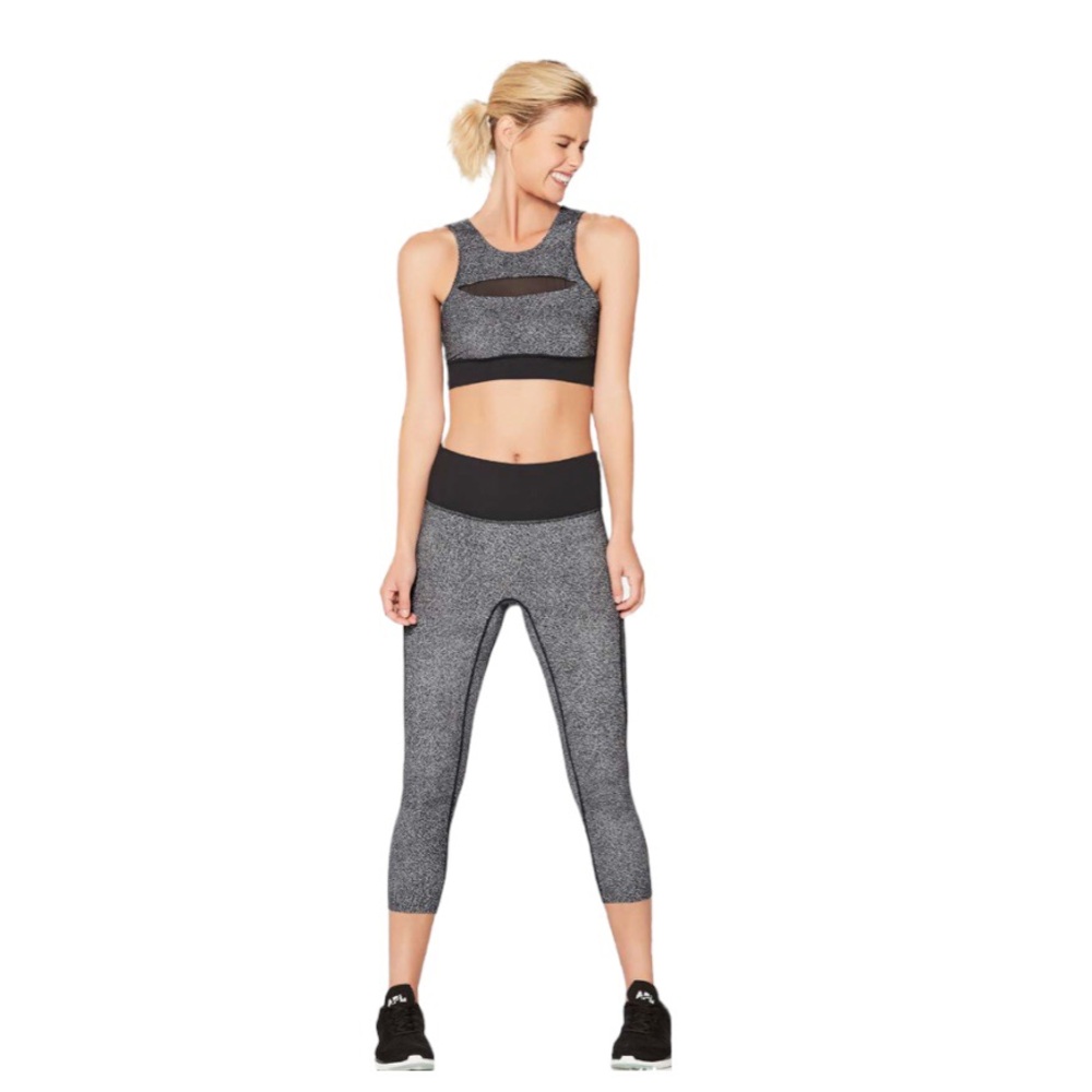Lululemon Run The Day Crop 23" Fractal Dark Starlight Black/Black Capri Leggings